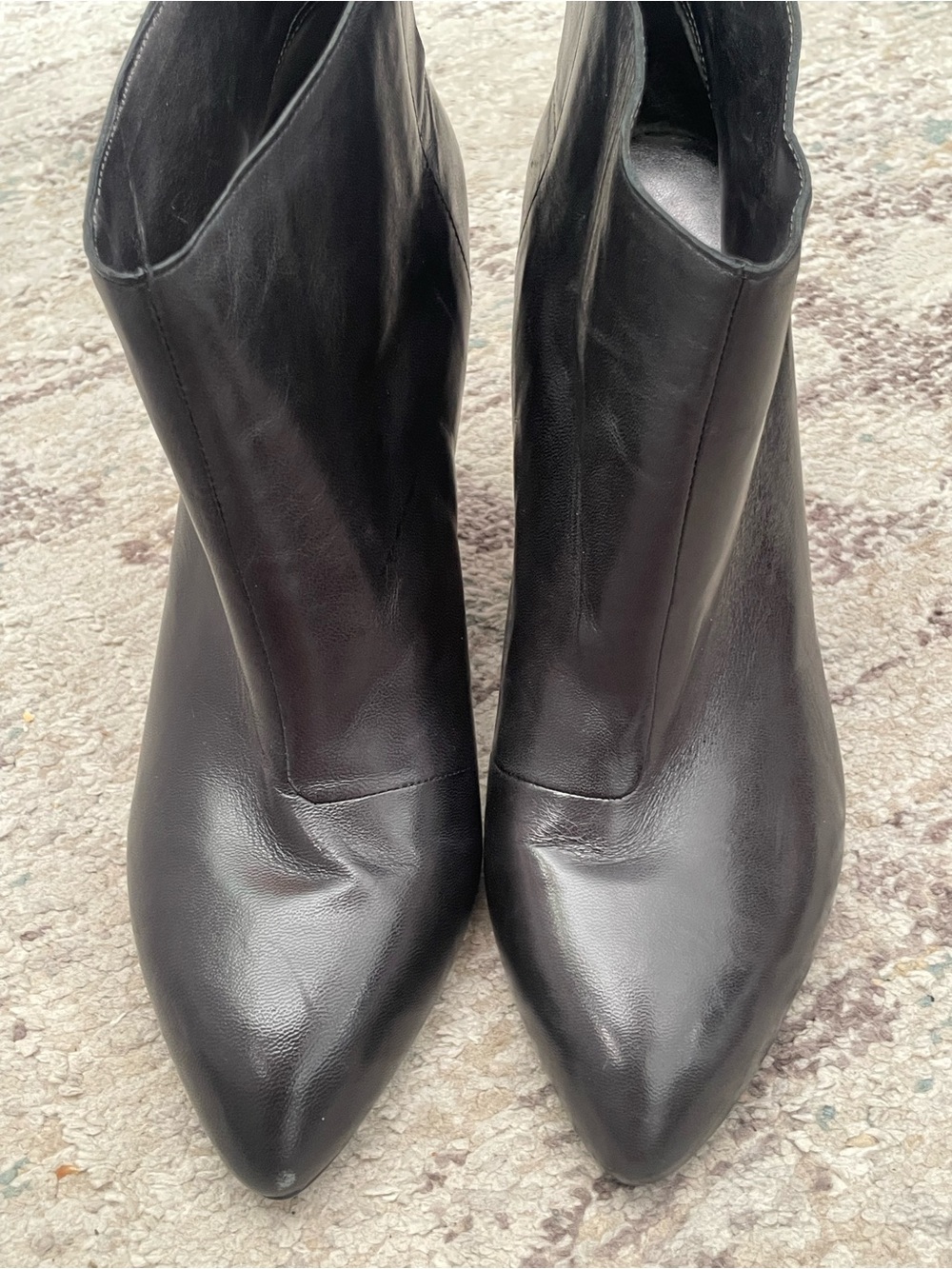 Nine West Black Leather Wedge Ankle Boots - Picture 6 of 9